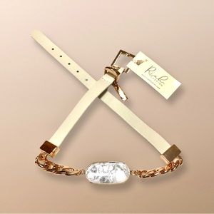 Riah Fashion Natural Stone Genuine Leather Buckle Bracelet